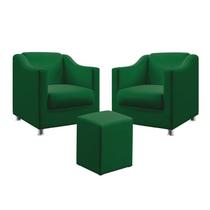 Kit 2 Poltronas Estofada Para Sala De Estar Alya E Puff Izar Sued Verde Aradecor Kit 2 Poltronas Estofada Para Sala De Estar Alya E Puff Izar Sued Verde Aradecor