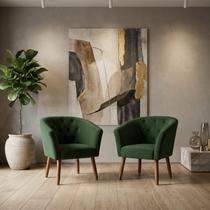 Kit 2 Poltronas Estofada para Sala de Estar Moderna Tecido Veludo Elegante Pés de Madeira Resistente