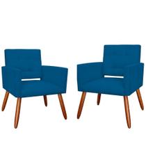 Kit 2 Poltronas Estofadas Para Sala Comercial Camila Suede Azul Royal - LM DECOR Kit 2 Poltronas Estofadas Para Sala Comercial Camila Suede Azul Royal - LM DECOR