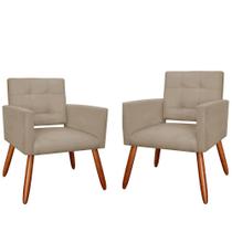 Kit 2 Poltronas Estofadas Para Sala Comercial Camila Suede Cappuccino - LM DECOR Kit 2 Poltronas Estofadas Para Sala Comercial Camila Suede Cappuccino - LM DECOR