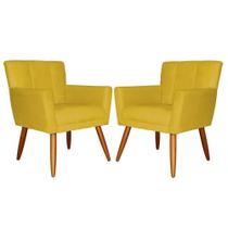 Kit 2 Poltronas Estofadas Para Salão de Beleza Onix Veludo Mostarda - LM DECOR