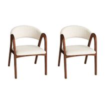 Kit 2 Poltronas Estofadas Valentina Encosto Anatômico Madeira Maciça Mel em Linho Sala - Off-white Kit 2 Poltronas Estofadas Valentina Encosto Anatômico Madeira Maciça Mel em Linho Sala - Off-white