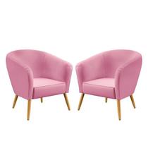 Kit 2 Poltronas Estofadas Vênus Sued Rosê Aradecor Kit 2 Poltronas Estofadas Vênus Sued Rosê Aradecor
