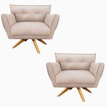 Kit 2 Poltronas Giratória Anitta Com Strass Suede Base De Madeira Ma30 Cor