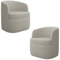 Kit 2 Poltronas Giratória Decorativa para Sala Dandara K04 Bouclê Bege - Mpozenato