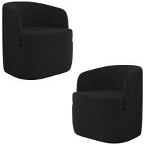 Kit 2 Poltronas Giratória Decorativa para Sala Dandara K04 Veludo Preto - Mpozenato Kit 2 Poltronas Giratória Decorativa para Sala Dandara K04 Veludo Preto - Mpozenato