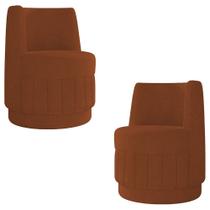 Kit 2 Poltronas Giratória Decorativa para Sala Isa K04 Bouclê Terracota - Mpozenato