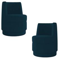 Kit 2 Poltronas Giratória Decorativa para Sala Isa K04 Veludo Azul - Mpozenato