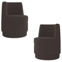 Kit 2 Poltronas Giratória Decorativa para Sala Isa K04 Veludo Marrom - Mpozenato