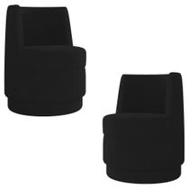 Kit 2 Poltronas Giratória Decorativa para Sala Isa K04 Veludo Preto - Mpozenato