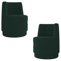 Kit 2 Poltronas Giratória Decorativa para Sala Isa K04 Veludo Verde - Mpozenato