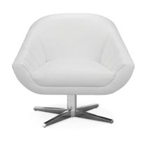 Kit 2 Poltronas Giratória Giovana material sintético Branco Base Cromada Kit 2 Poltronas Giratória Giovana material sintético Branco Base Cromada