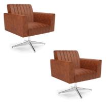 Kit 2 Poltronas Giratória Viena Gomada Corano Base Cromada - D'Rossi