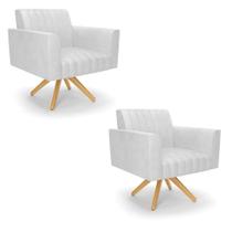 Kit 2 Poltronas Giratória Viena Gomada Corano Base de Madeira MA30 - D'Rossi