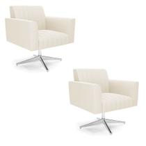 Kit 2 Poltronas Giratória Viena Gomada Veludo Base Cromada - D'Rossi