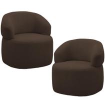 Kit 2 Poltronas Giratórias Sala de Estar Living Orgânico Carmen F04 Veludo Marrom - Lyam Decor Kit 2 Poltronas Giratórias Sala de Estar Living Orgânico Carmen F04 Veludo Marrom - Lyam Decor