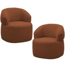 Kit 2 Poltronas Giratórias Sala de Estar Living Orgânico Carmen F04 Veludo Telha - Lyam Decor