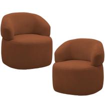 Kit 2 Poltronas Giratórias Sala de Estar Living Orgânico Carmen F04 Veludo Telha - Lyam Decor