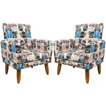 Kit 2 Poltronas Infantis Confortáveis Decorativa Decoração Infantil Estampa Gatos Kit 2 Poltronas Infantis Confortáveis Decorativa Decoração Infantil Estampa Gatos