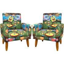 Kit 2 Poltronas Infantis Confortáveis E Reforçadas Infantil Estampa Desenho