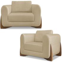 Kit 2 Poltronas Jolie 1 Lugar Pes Boomerang Linho Dourado Ezz Kit 2 Poltronas Jolie 1 Lugar Pes Boomerang Linho Dourado Ezz