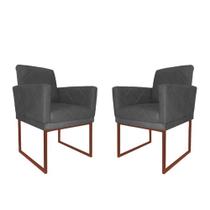 Kit 2 Poltronas Klara Para Sala Base Ferro Bronze Suede - Vallisa Decor