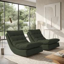 Kit 2 Poltronas Leve Balanço Linho Premium Easy Clean Luxo Balance Para Sala Quarto Conforto