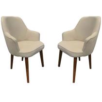 Kit 2 Poltronas Lorem Suede Bege Pés Chanfrado Tabaco C05 - D'Rossi