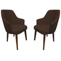 Kit 2 Poltronas Lorem Suede Marrom Pés Chanfrado Tabaco C05 - D'rossi