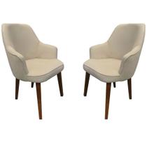 Kit 2 Poltronas Lorem Suede Pés Chanfrado Tabaco C05 - D'rossi Cor Bege