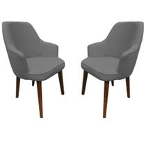 Kit 2 Poltronas Lorem Suede Pés Chanfrado Tabaco C05 - D'rossi Cor Cinza