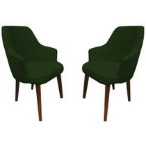 Kit 2 Poltronas Lorem Suede Pés Chanfrado Tabaco C05 - D'rossi Cor Verde