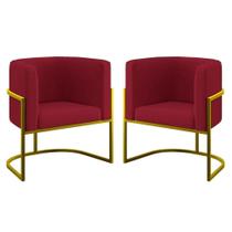 Kit 2 Poltronas Lua Sala Decorativa Base de Ferro Suede Marsala Balaqui Decor Kit 2 Poltronas Lua Sala Decorativa Base de Ferro Suede Marsala Balaqui Decor