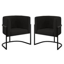 Kit 2 Poltronas Lua Sala Decorativa Suede Preto Balaqui Decor Kit 2 Poltronas Lua Sala Decorativa Suede Preto Balaqui Decor