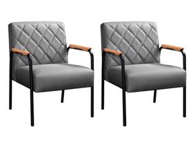 Kit 2 Poltronas Ludmilla Braço Metal Cadeira Decorativa Sala Recepção Clinica Kit 2 Poltronas Ludmilla Braço Metal Cadeira Decorativa Sala Recepção Clinica