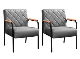 Kit 2 Poltronas Ludmilla Braço Metal Cadeira Decorativa Sala Recepção Clinica