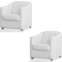 Kit 2 Poltronas Luiza Sintético Branco Kit 2 Poltronas Luiza Sintético Branco