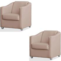 Kit 2 Poltronas Luiza Suede Bege Kit 2 Poltronas Luiza Suede Bege