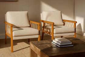 Kit 2 Poltronas Lumi Corda Náutica Madeira Maciça Moderna