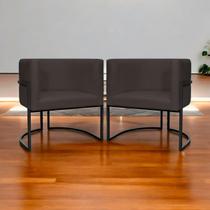 Kit 2 Poltronas Luna Decorativa Suede Cores Base Ferro Preta
