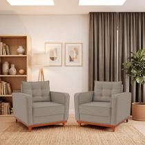 Kit 2 Poltronas Luxo Sala de Estar Suede Samuel