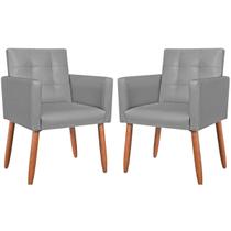 Kit 2 Poltronas material sintético para Sala de Espera Decorativa Cadeira Estofada Resistente Escritório Recepção Manicure