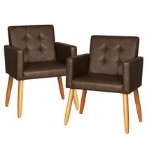 Kit 2 Poltronas material sintético para Sala de Espera Decorativa Cadeira Estofada Resistente Escritório Recepção Manicure