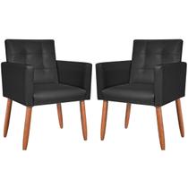 Kit 2 Poltronas material sintético para Sala de Estar Decorativa Cadeira Estofada Resistente Escritório Recepção Manicure Kit 2 Poltronas material sintético para Sala de Estar Decorativa Cadeira Estofada Resistente Escritório Recepção Manicure