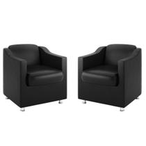 Kit 2 Poltronas material sintético Preto Consultorio Recepção