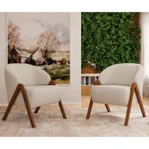 Kit 2 Poltronas Mega Bouclé Suave Off White - Sallar Home