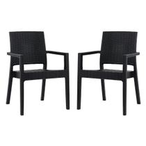 Kit 2 Poltronas Milano Preta Fibra Sintetica Area Externa Piscina Kit 2 Poltronas Milano Preta Fibra Sintetica Area Externa Piscina