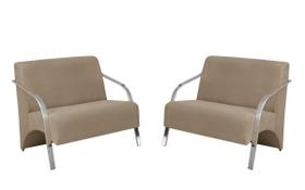 Kit 2 Poltronas Namoradeira 2 Lugares Vênus Braço Alumínio D Salla Suede