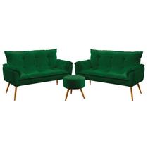 Kit 2 Poltronas Namoradeira Beta com Puff Solar Sued Verde Aradecor Kit 2 Poltronas Namoradeira Beta com Puff Solar Sued Verde Aradecor