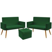 Kit 2 Poltronas Namoradeira Nina e Puff Quasar Suede Verde Aradecor